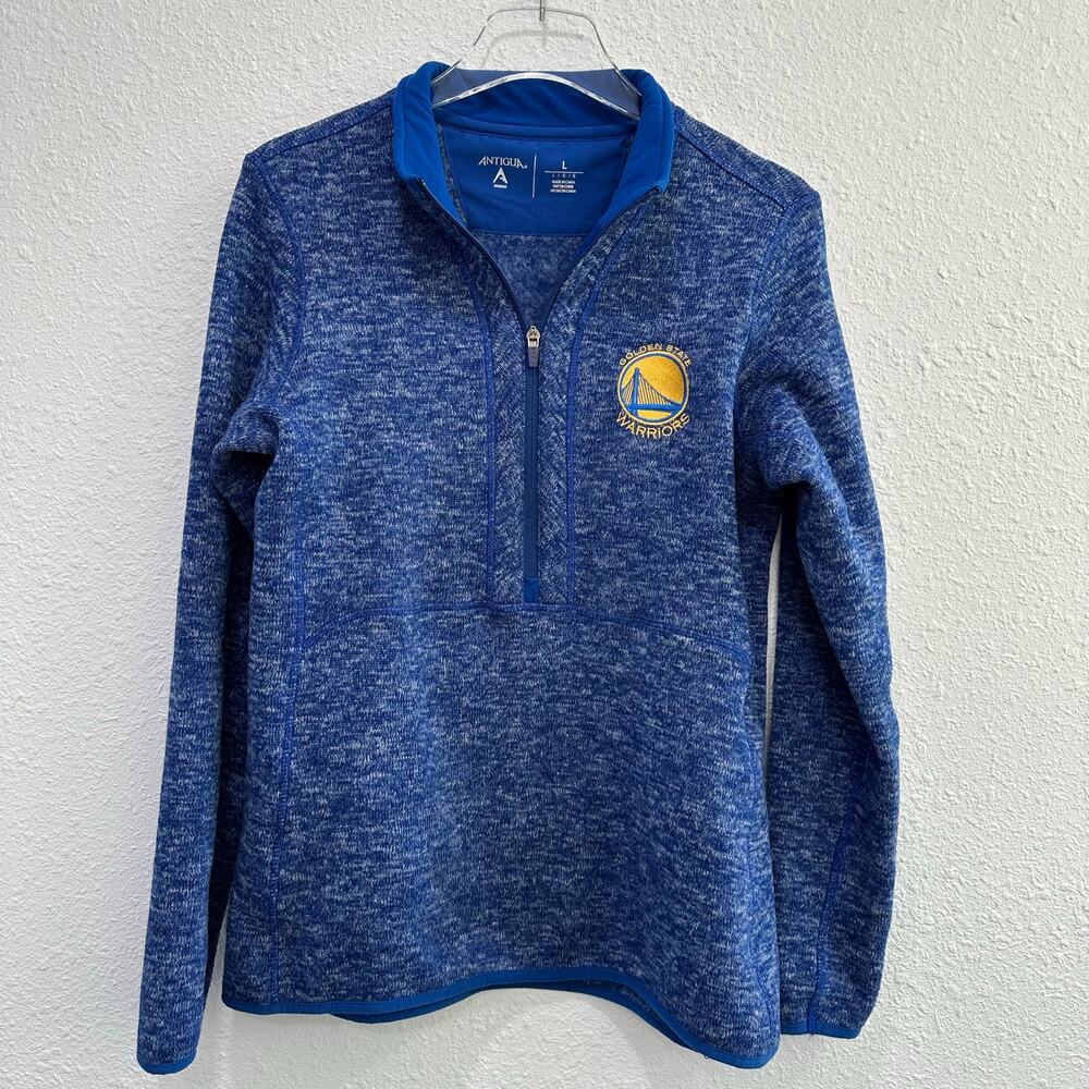 Antigua Golden State Warriors 1/2 Zip Pullover‎ Sweater Women Large Heather Blue